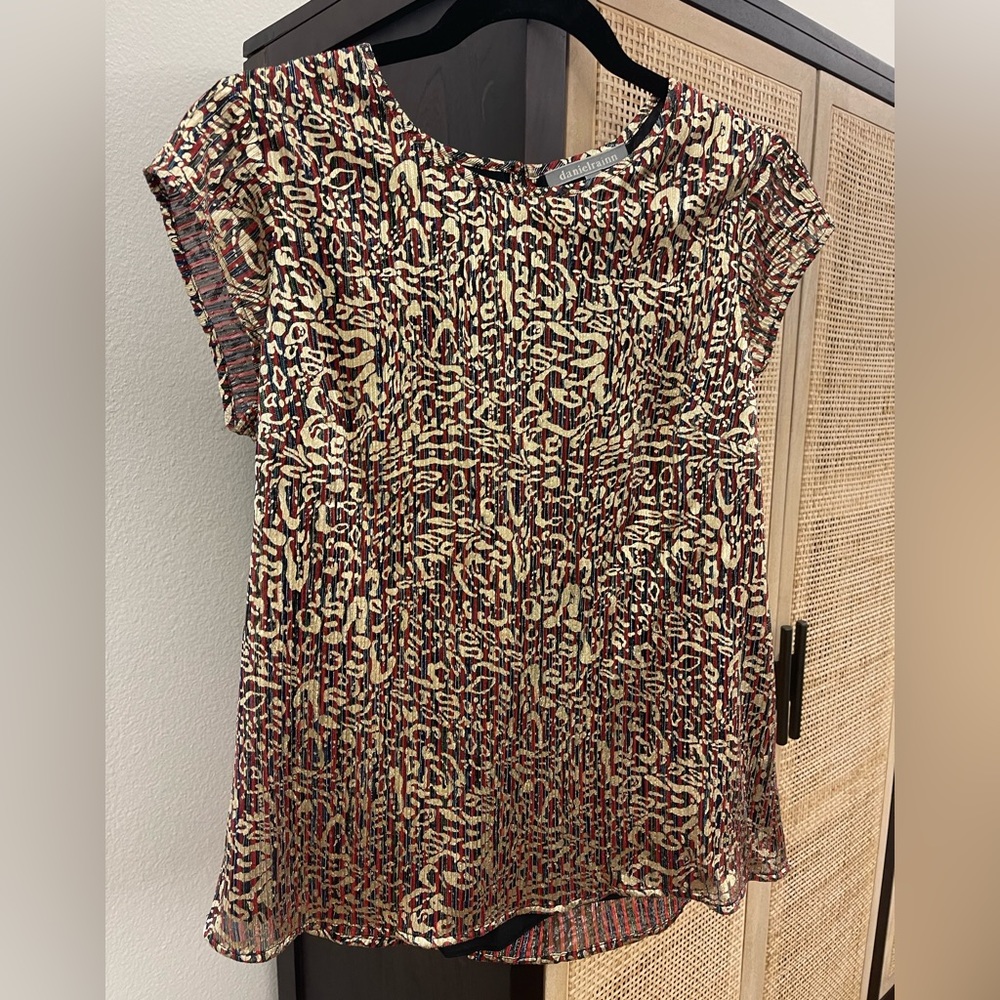Daniel Rainn Anthropologie Metallic Leopard Brianna Top Size Small